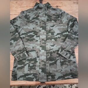 Women's Camouflage M Jean Jacket Snap Front Draw-string Waist Grunge Gorpcore